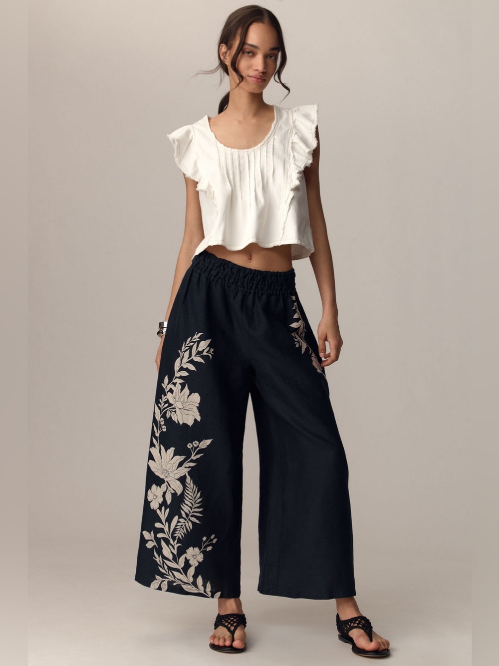 NWT Somerset Anthropologie Black Linen Medium Pants